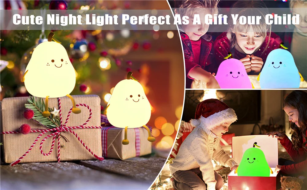 Cute Pear Shaped Silicone Nightlight - Dimmable Seven Colors Cute Pear Shaped Silicone Nightlight - Dimmable Seven Colors