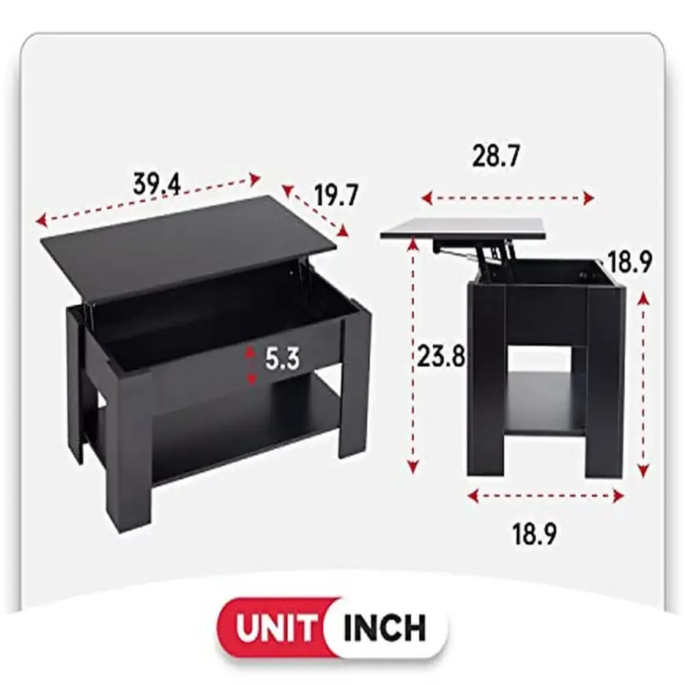 Modern Lift Top Coffee With Storage Shelf Black Modern Lift Top Coffee With Storage Shelf Black