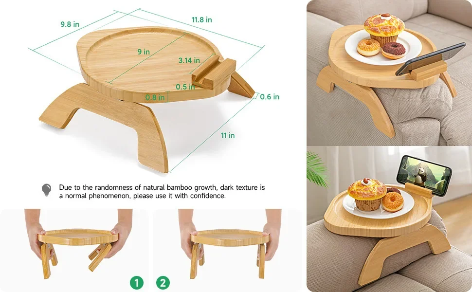 Sofa Armrest Tray Bamboo With Mobile Phone Holder Sofa Armrest Tray Bamboo With Mobile Phone Holder