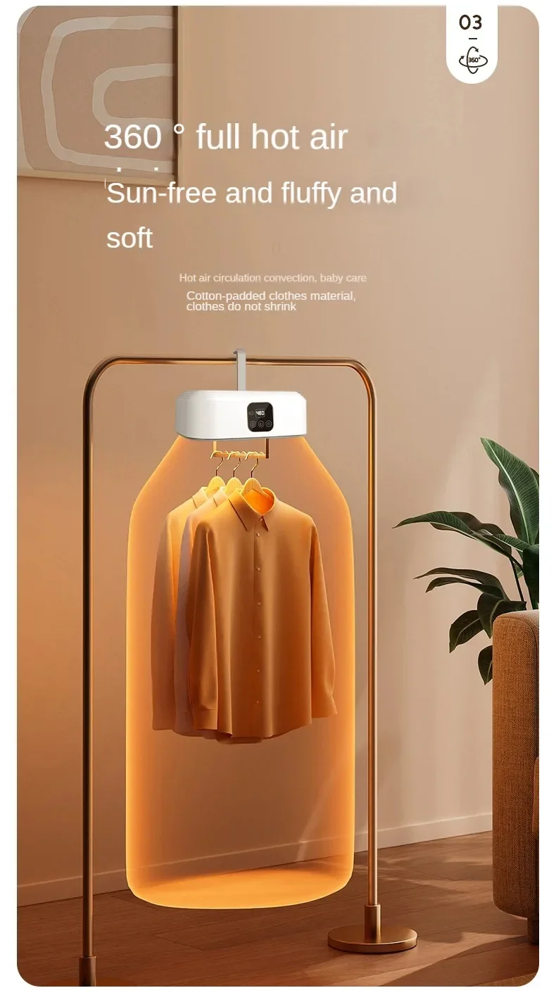 Smart Portable Home Clothes Folding Dryer Multifunctional Clothes Care Garment Steamer Dryer LED Screen with Remote Control