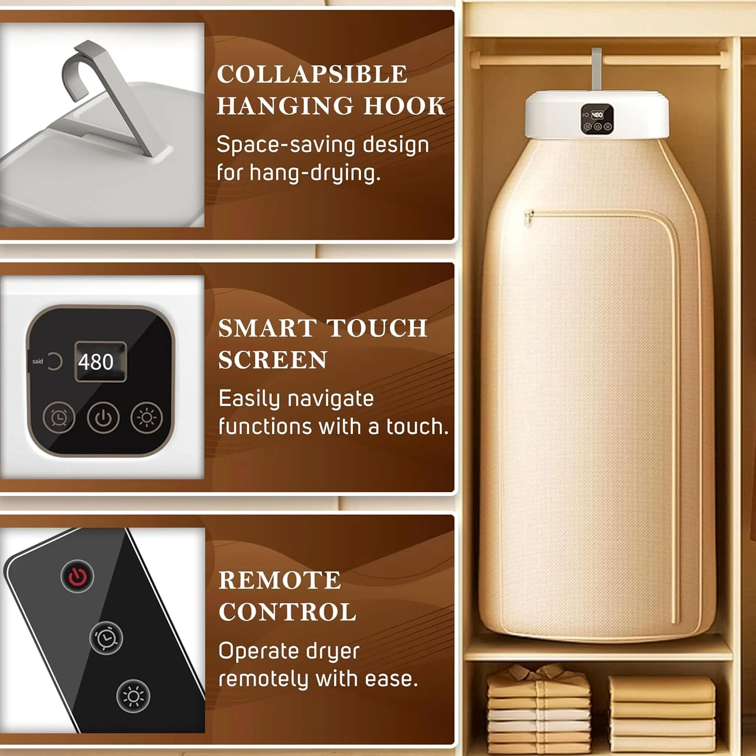 portable clothes dryer with remote control