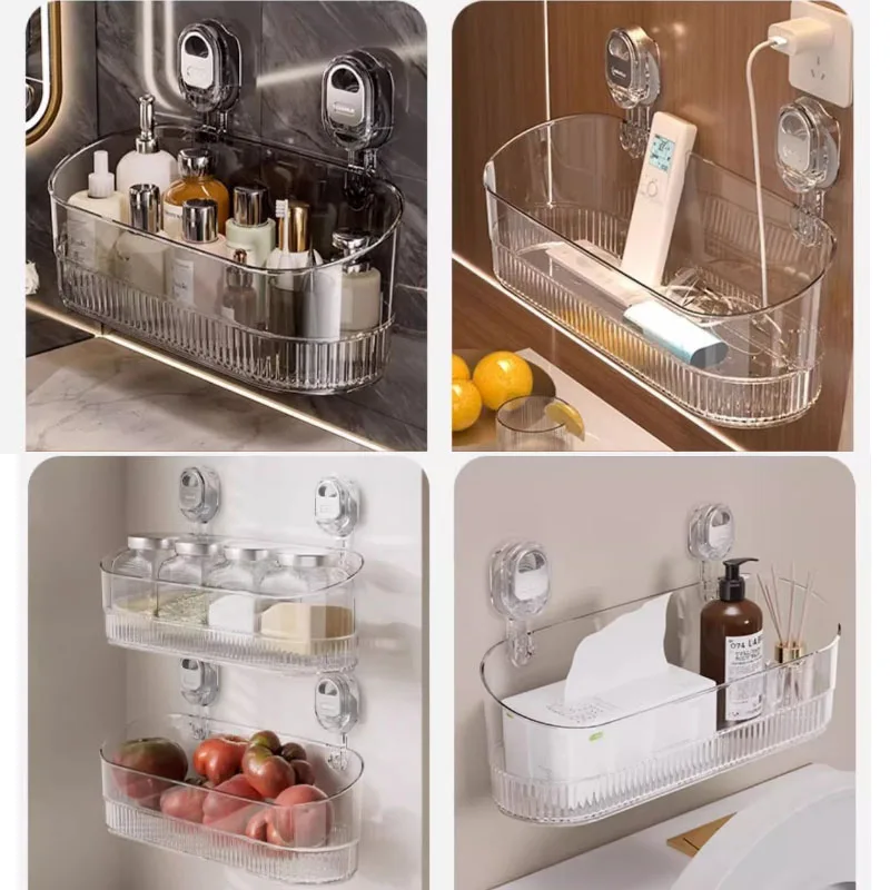 suction snap on wall storage basket
