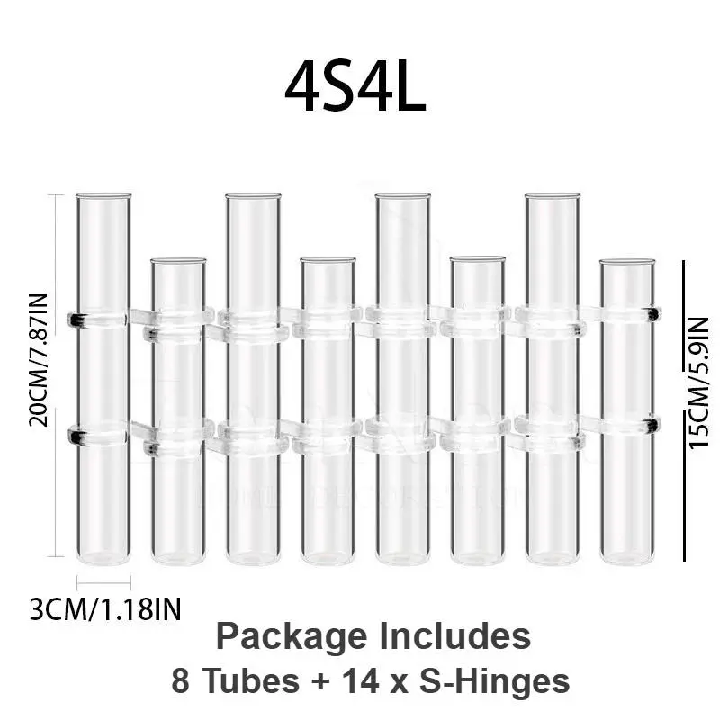 8 tubes - 4 Medium+4 Large Hinged