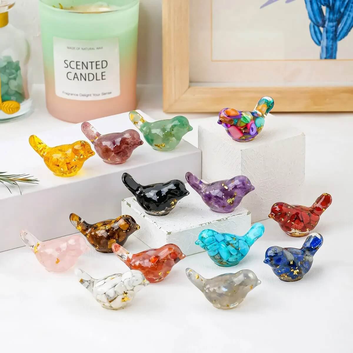 Miniature gemstone birds