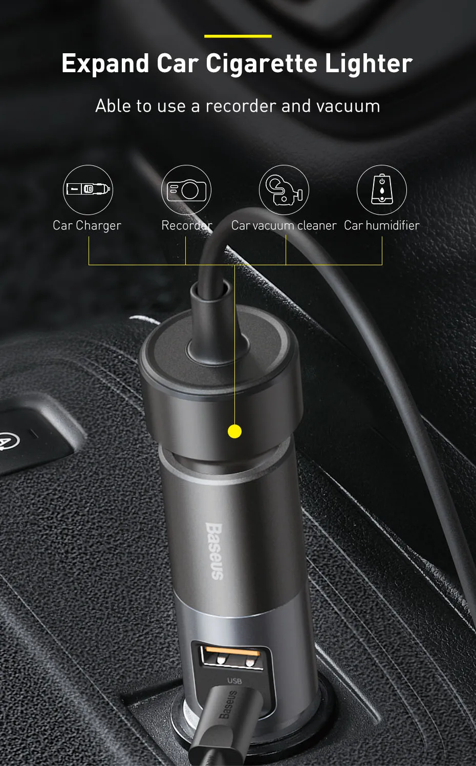 Extended Car Cigarette Lighter 2 Port - Simultaneus charging phone, (or 2 phones), laptop / ipad - Plus plug in your car vacuum cleaner! Extended Car Cigarette Lighter 2 Port - Simultaneus charging phone, (or 2 phones), laptop / ipad - Plus plug in your car vacuum cleaner!