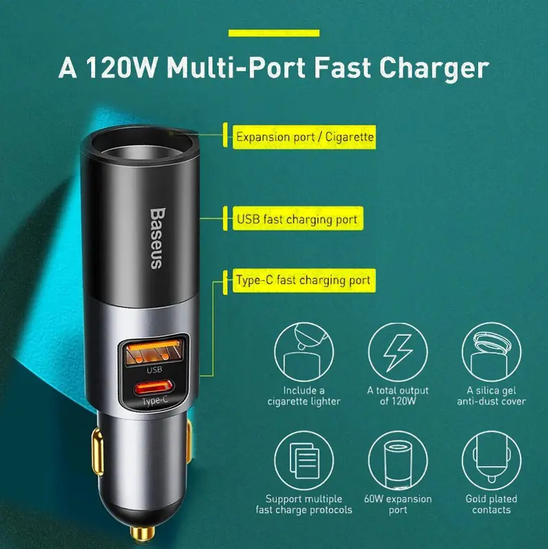 multi port cigarette lighter car charger